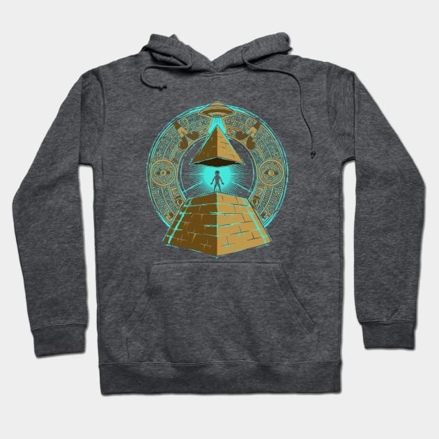 Alien UFO Egyptian Pyramids with Hieroglyphics Spacecore Hoodie by Area51Merch